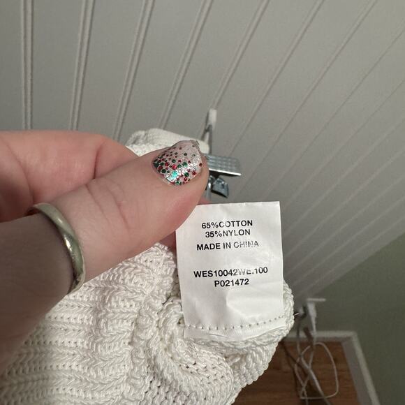 Dissh Mara White Knit Wide Leg Pants Size Large - Picture 7 of 7